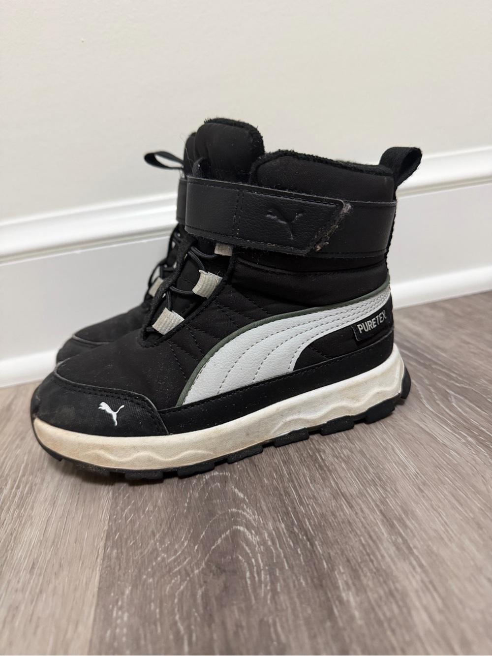 Puma Kids Black and White High-Top Winter Boots